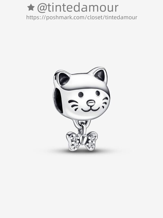 Pandora Pet Cat & Bow Charm|Pendant - Picture 1 of 2